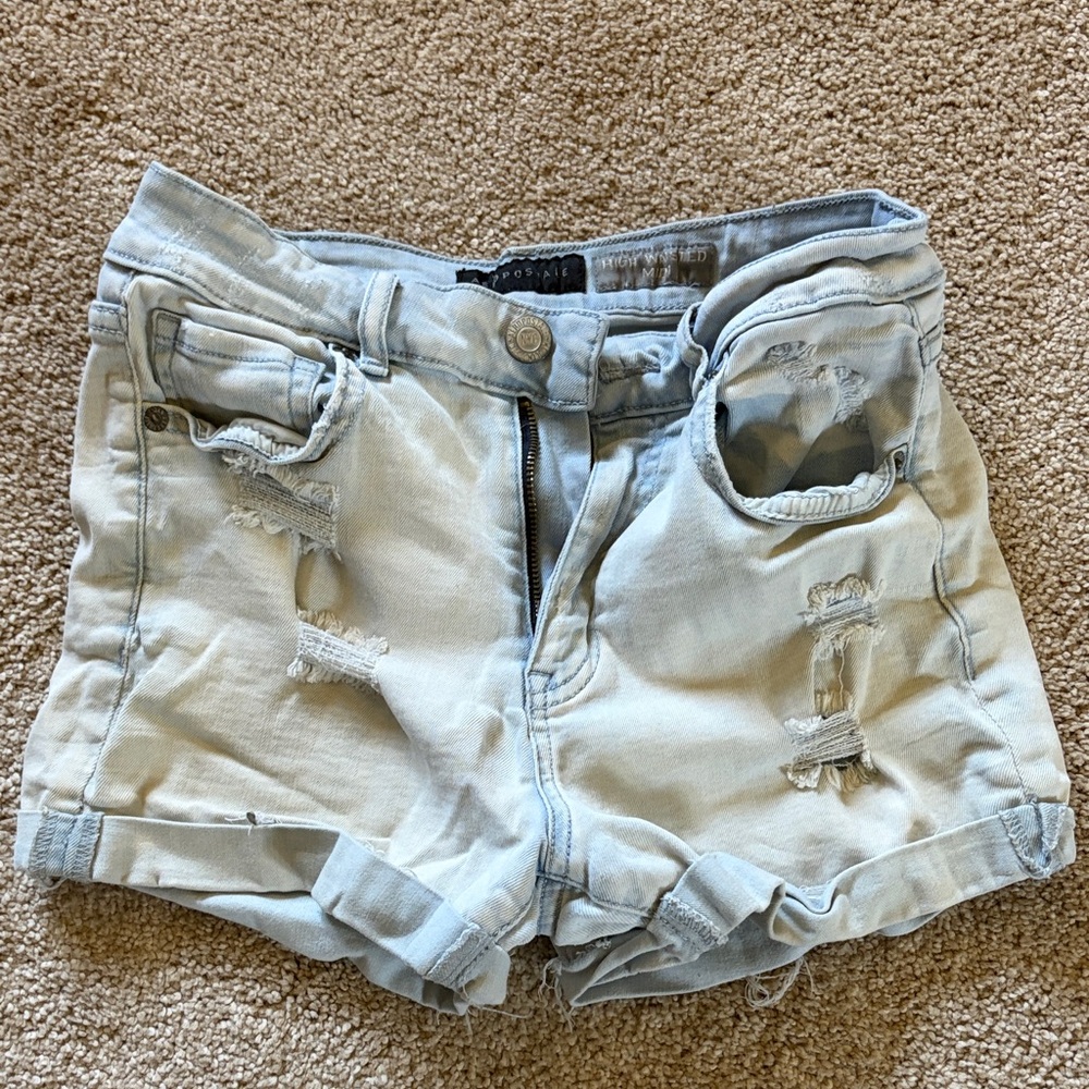 Aeropostale Light Wash Distressed Denim Shorts